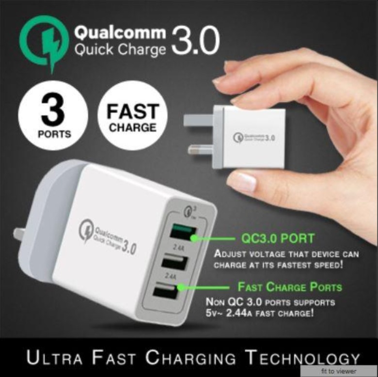 Qualcomm Quick Charge 3.0 Ultra Fast Charger (3 Ports)